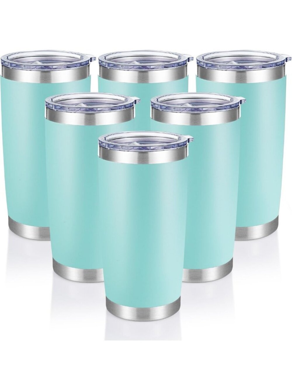 20 oz Stainless Steel Tumblers with Lids - 6 Pack, Insulated Drinkware Set